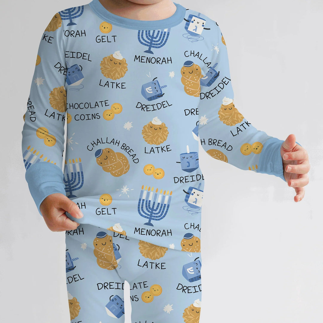 Family Hanukkah Matching Two Piece Long Sleeve Pajama Set - Zumbamboo