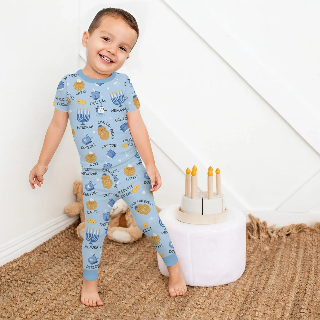 Family Hanukkah Matching Two Piece Short Sleeve Pajama Set - Zumbamboo