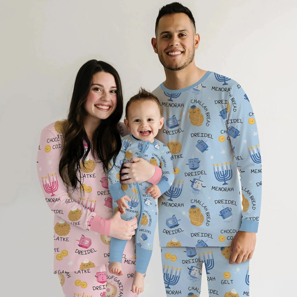 Family Hanukkah Matching Women Pajama Set , Family Hanukkah Matching Women Pajama Set - Only Shirt / S / Blue