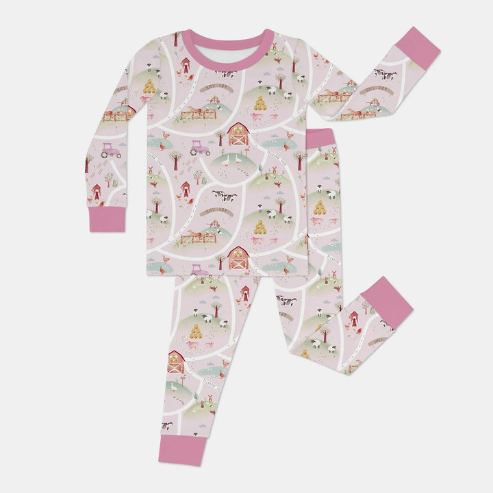 Farm Meadow Route Map Two Piece Long Sleeve Pajama Set - Zumbamboo