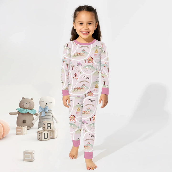 Farm Meadow Route Map Two Piece Long Sleeve Pajama Set - Zumbamboo