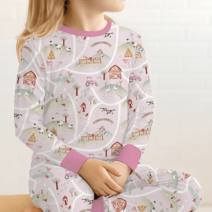 Farm Meadow Route Map Two Piece Long Sleeve Pajama Set - Zumbamboo