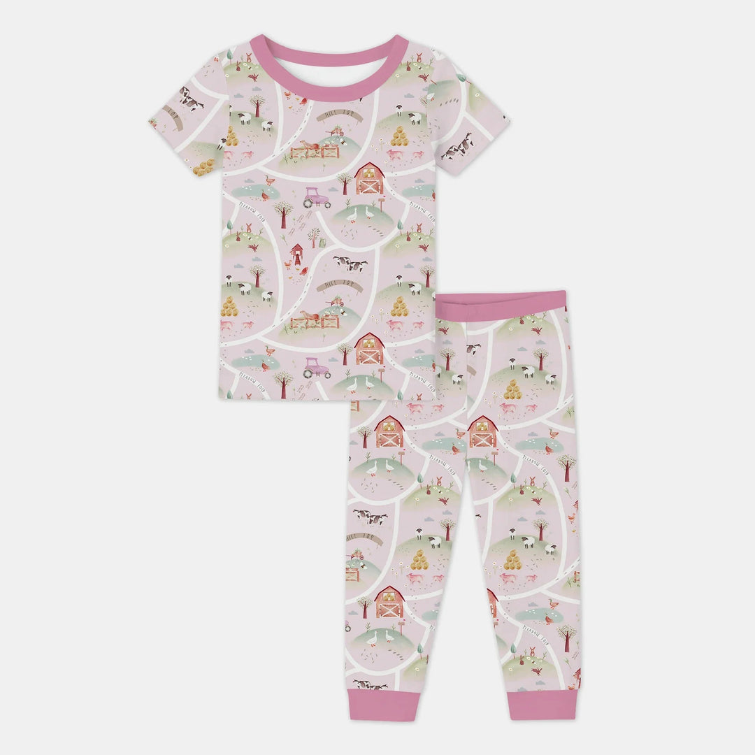 Farm Meadow Route Map Two Piece Short Sleeve Pajama Set - Zumbamboo