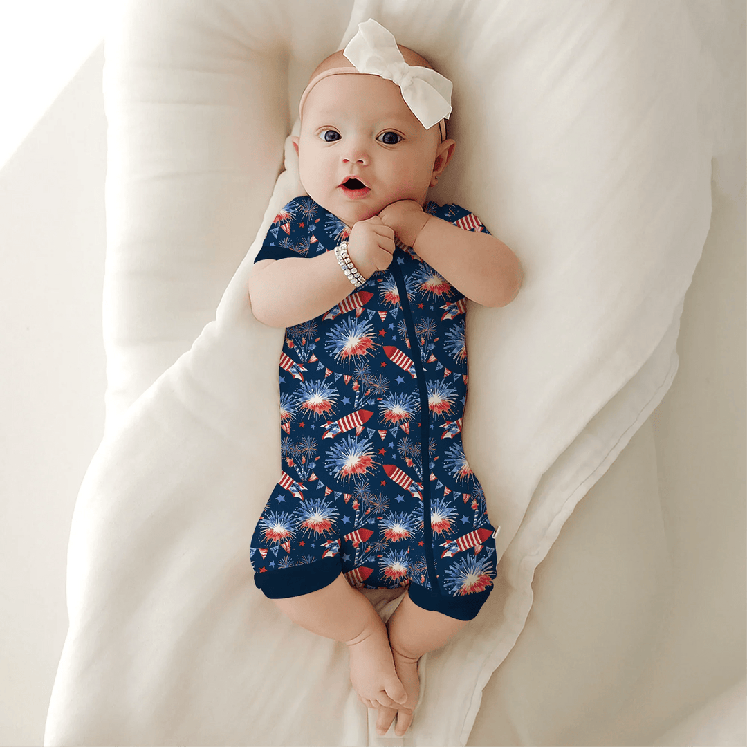 Firework Shorty Zippered Romper - Zumbamboo