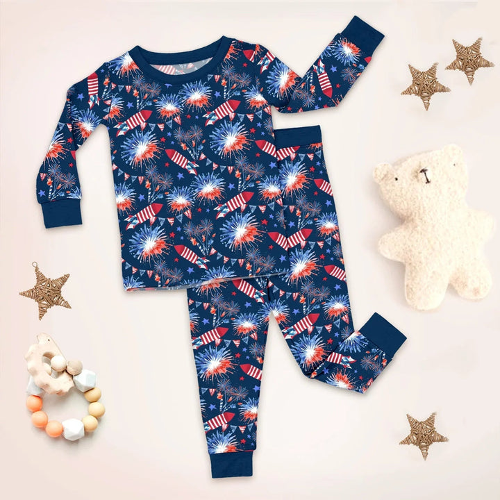Firework Two Piece Long Sleeve Pajama Set - Zumbamboo