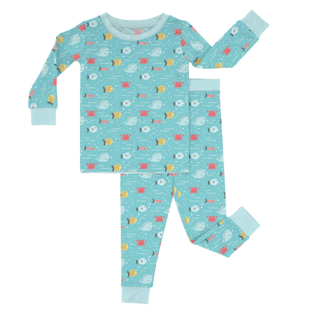 Fishes And Crabs Two Piece Pajama Set - Zumbamboo