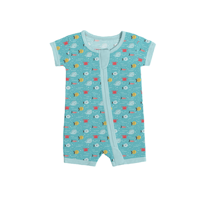 Fishes and Crabs Shorty Zippered Romper