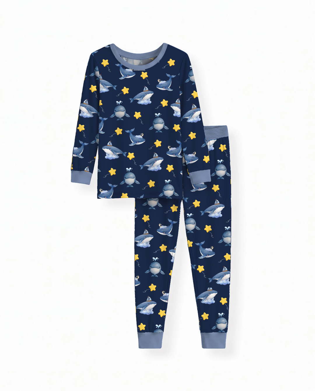 Whale Among The Stars Bamboo Two Piece Long Sleeve Pajama Set