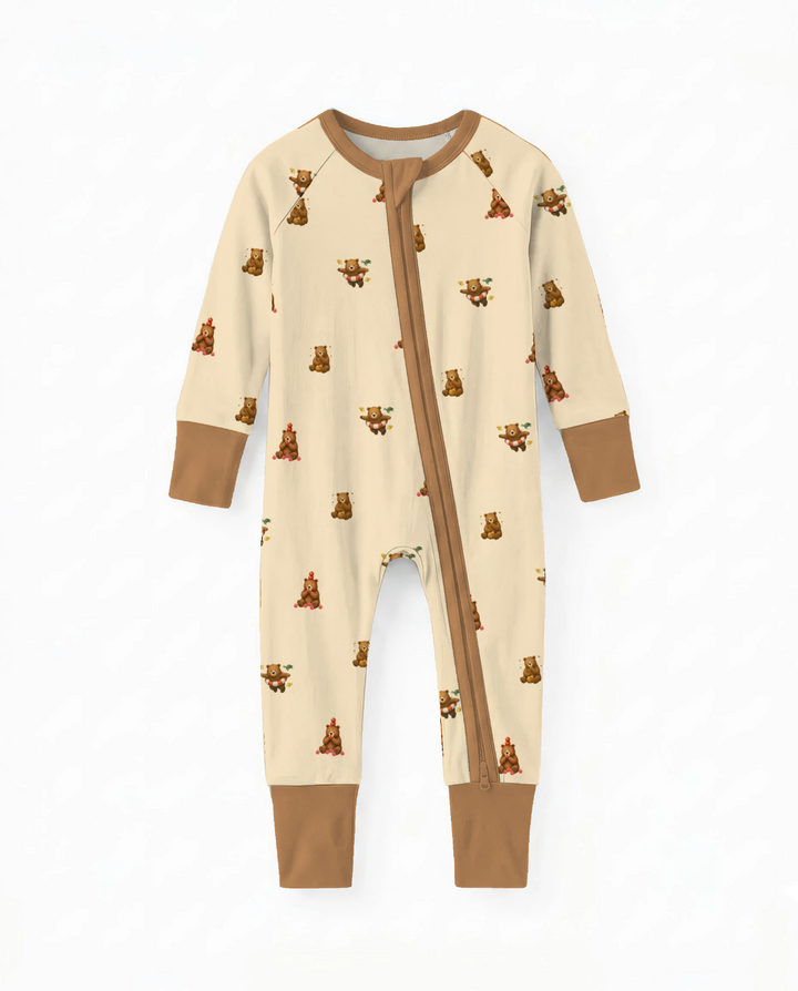 Woodland Campfire Crew Bamboo Convertible Zipper Romper