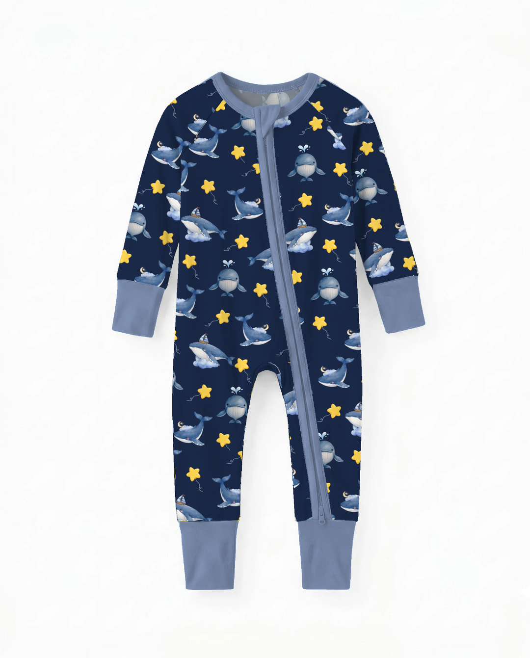 Whale Among The Stars Bamboo Convertible Zipper Romper