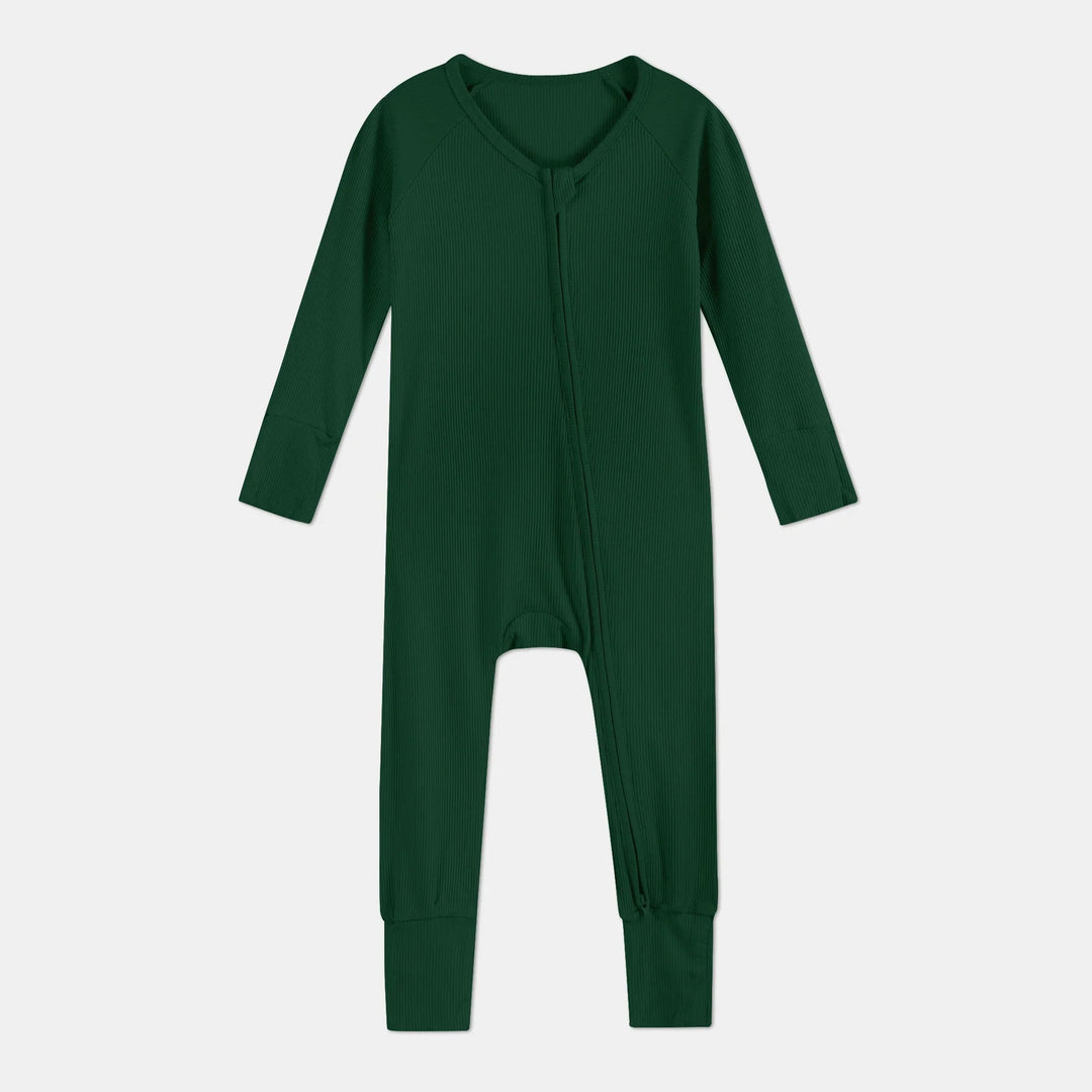 Forest Green Ribbed Convertible Zippy , Forest Green Ribbed Convertible Zippy - 0-3M