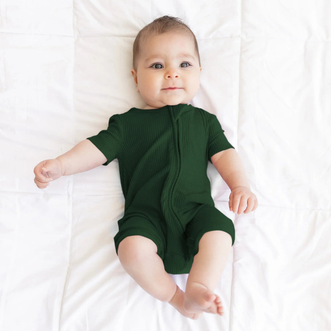 Forest Green Ribbed Shorty Zippy - Zumbamboo