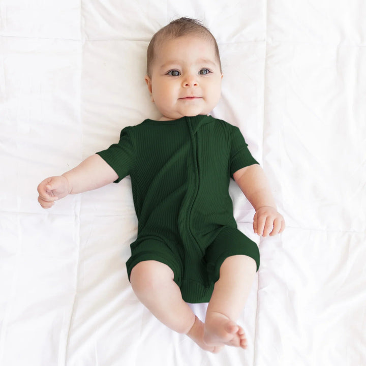Forest Green Ribbed Shorty Zippy - Zumbamboo