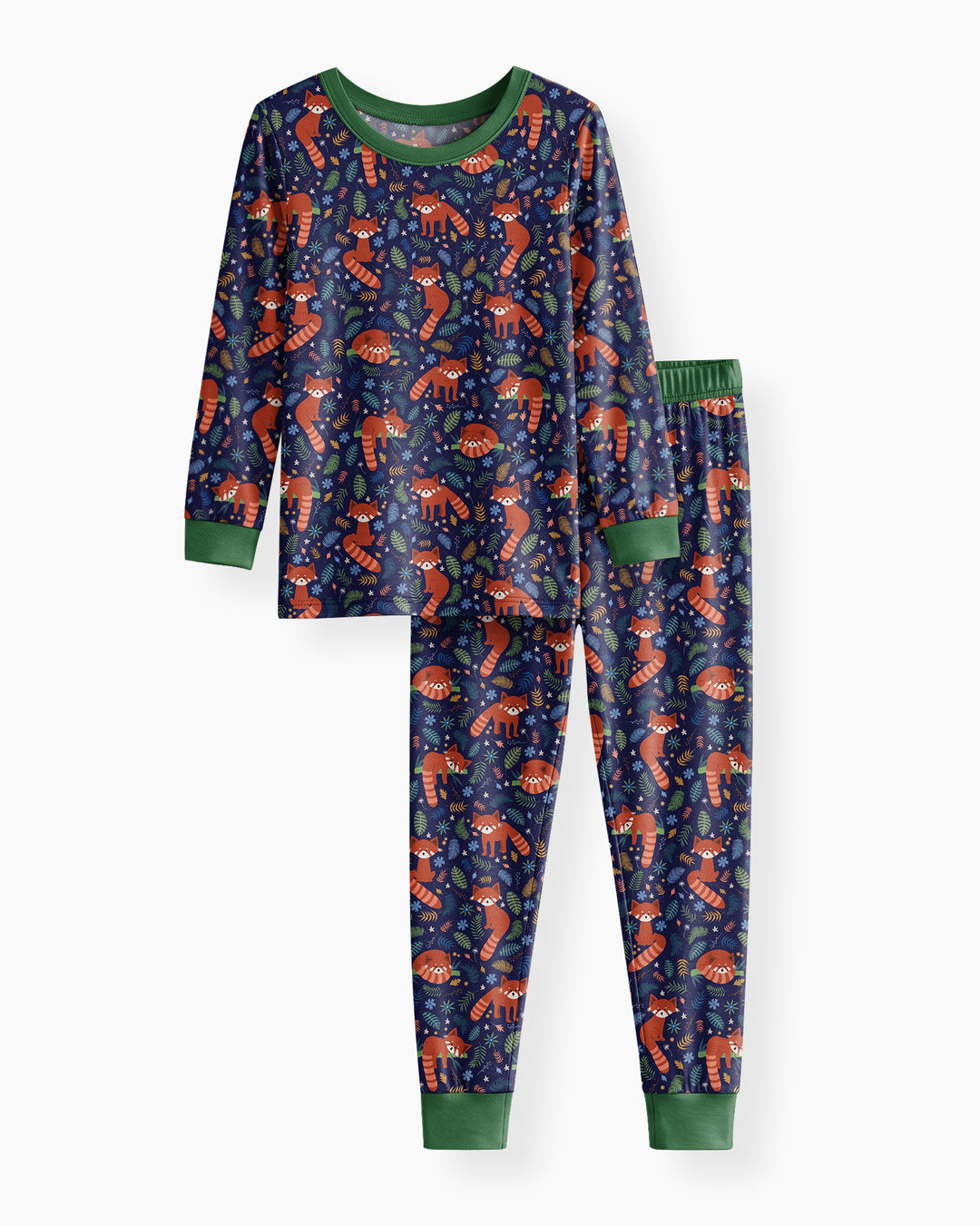 Tossed Red Panda Bamboo Two Piece Long Sleeve Pajama Set