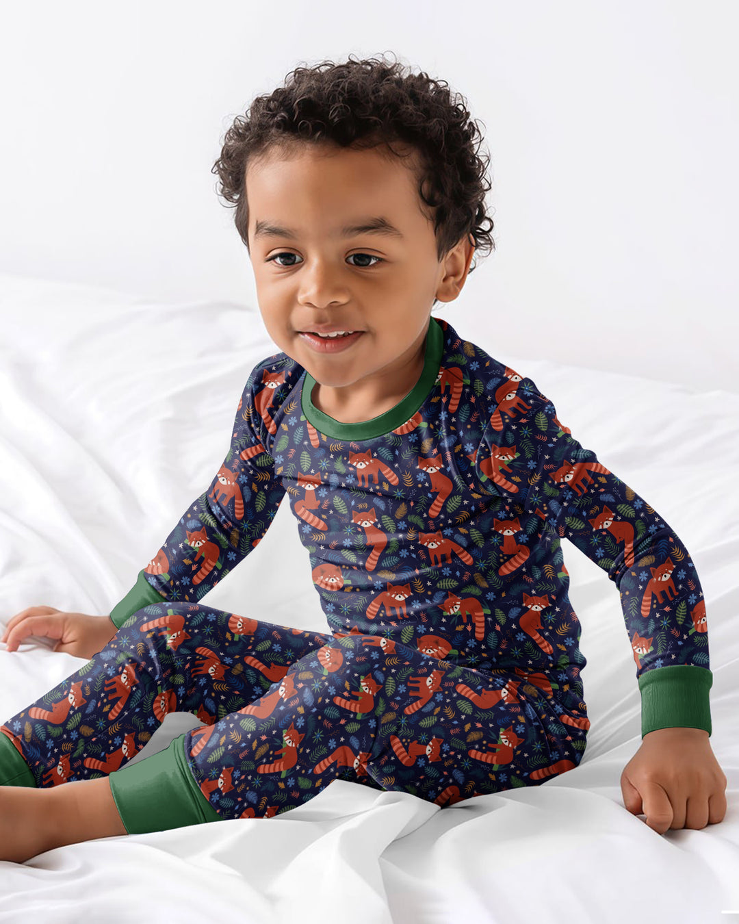 Tossed Red Panda Bamboo Two Piece Long Sleeve Pajama Set