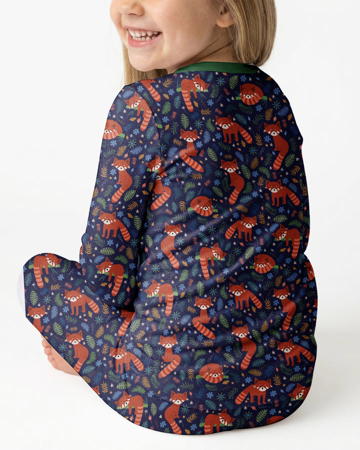 Tossed Red Panda Bamboo Two Piece Long Sleeve Pajama Set