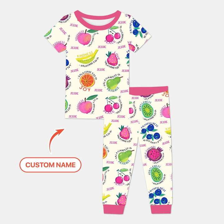Fruit Of The Spirit custom name Two Piece Short Sleeve Pajama Set - Zumbamboo