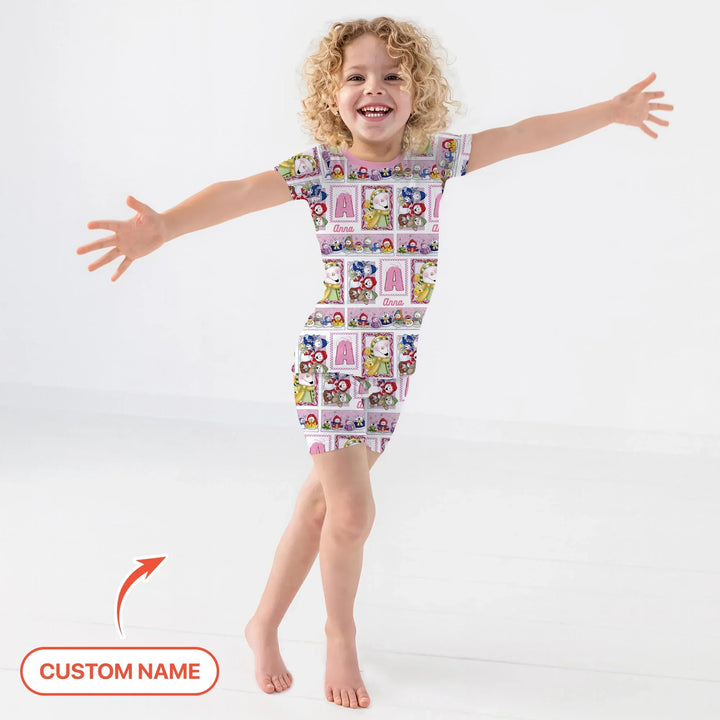 Zweiteiliges Pyjama-Set mit kurzen Ärmeln und Shorts im Sommer-Design