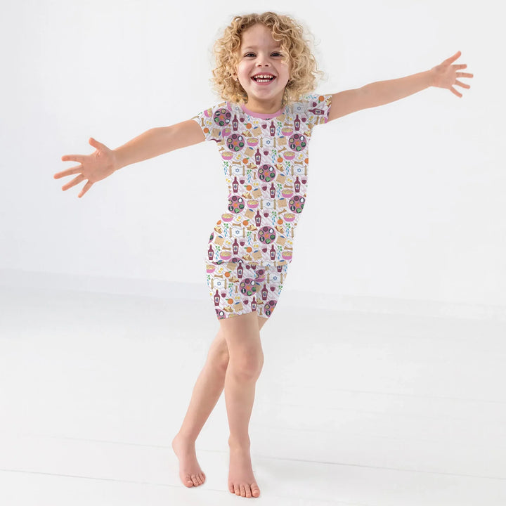 Passover Meal Two Piece Short Sleeve Shorts Pajama Set