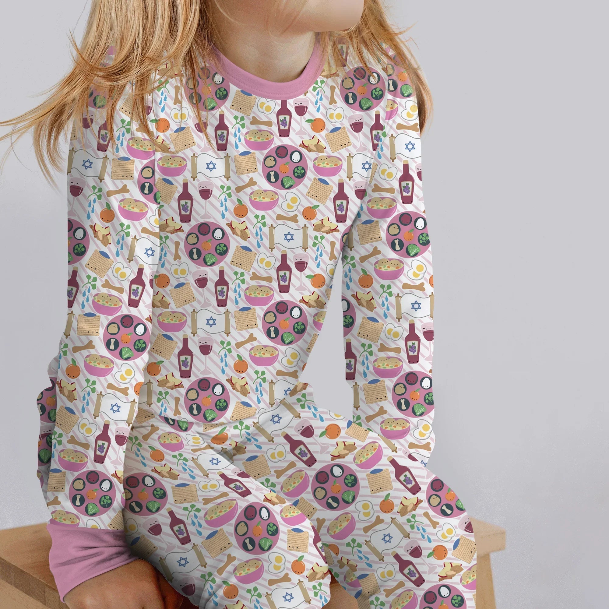 Zweiteiliges Langarm-Pyjama-Set mit Sommerfrüchten