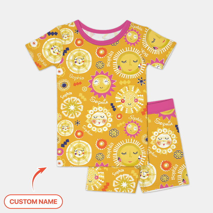 Custom Name Solar Dream Two Piece Short Sleeve Shorts Pajama Set