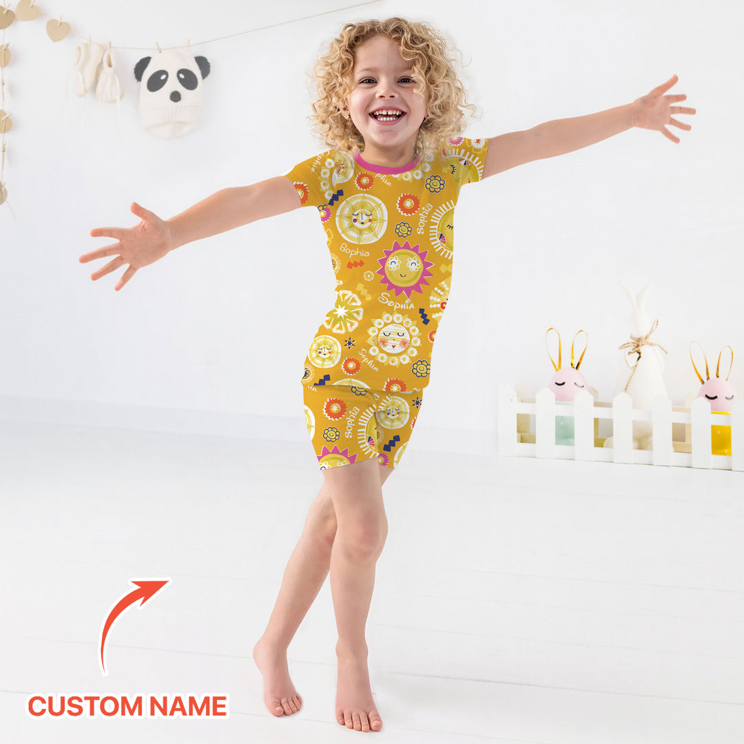 Custom Name Solar Dream Two Piece Short Sleeve Shorts Pajama Set