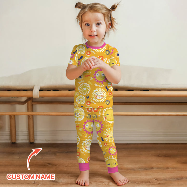 Custom Name Solar Dream Two Piece Short Sleeve Pajama Set