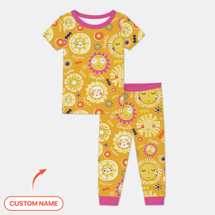 Custom Name Solar Dream Two Piece Short Sleeve Pajama Set