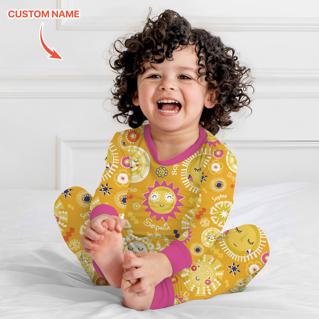 Custom Name Solar Dream Two Piece Long Sleeve Pajama Set