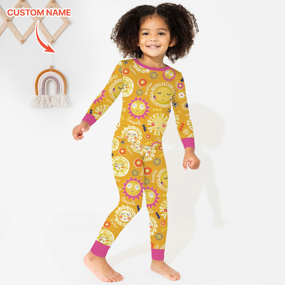 Custom Name Solar Dream Two Piece Long Sleeve Pajama Set