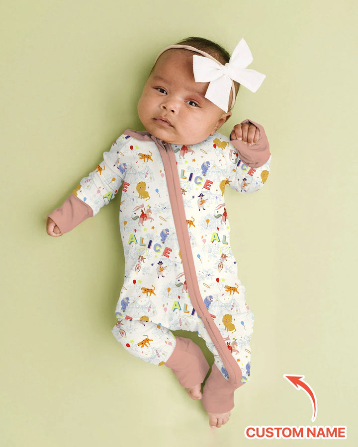 Custom Name Circus Toile Bamboo Convertible Zippy