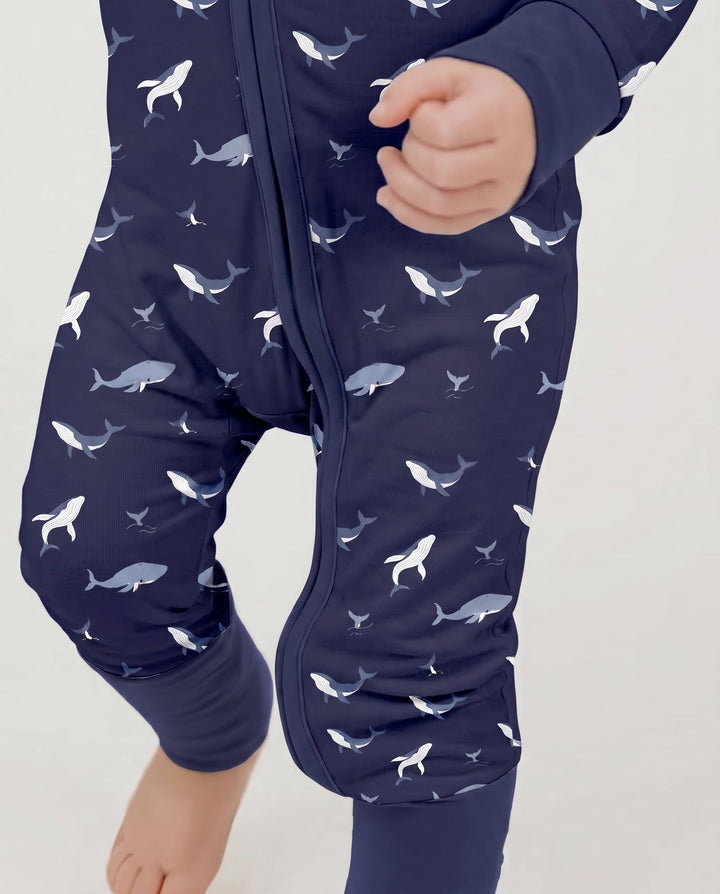 Tiny Whale Tide Bamboo Convertible Zipper Romper