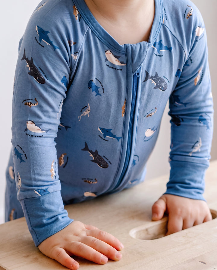 Shark Squad Sampler Bamboo Convertible Zipper Romper