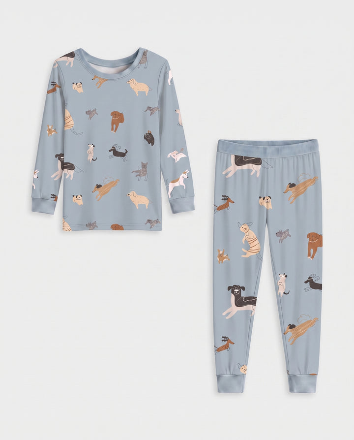 Playful Dog Parade Bamboo Two Piece Long Sleeve Pajama Set