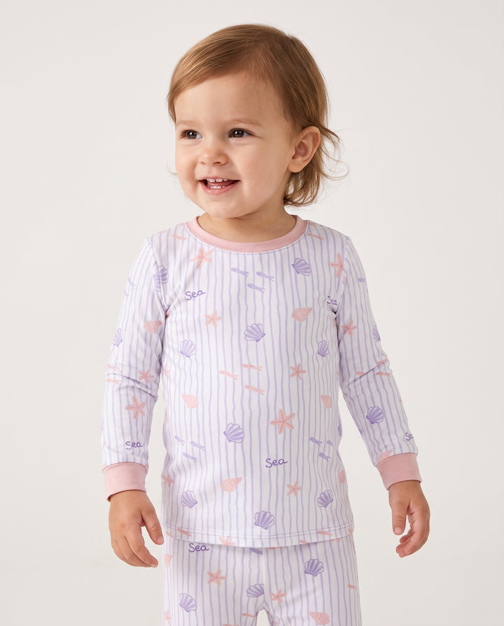 Blush Sea Garden Bamboo Two Piece Long Sleeve Pajama Set