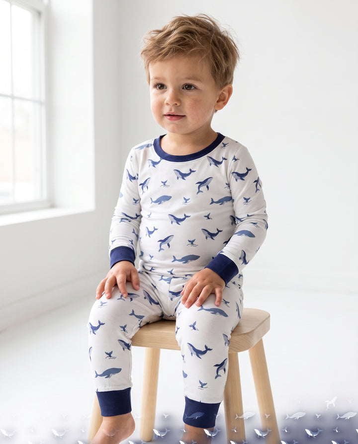 Tiny Whale Tide Bamboo Two Piece Long Sleeve Pajama Set