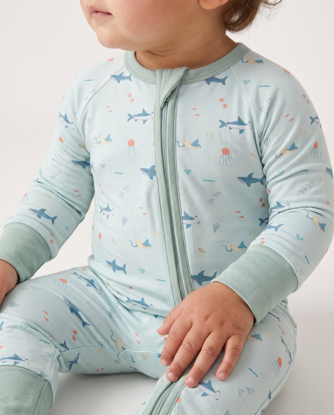 Little Ocean Swimmers Bamboo Convertible Zipper Romper