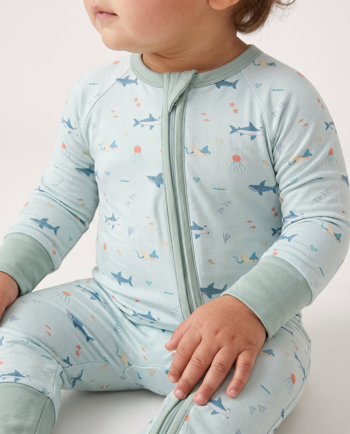 Little Ocean Swimmers Bamboo Convertible Zipper Romper