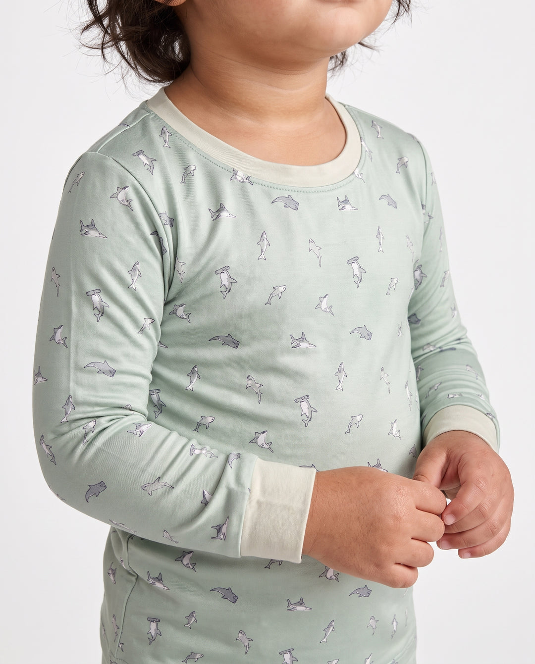 Seafoam Dolphin Dance Bamboo Two Piece Long Sleeve Pajama Set