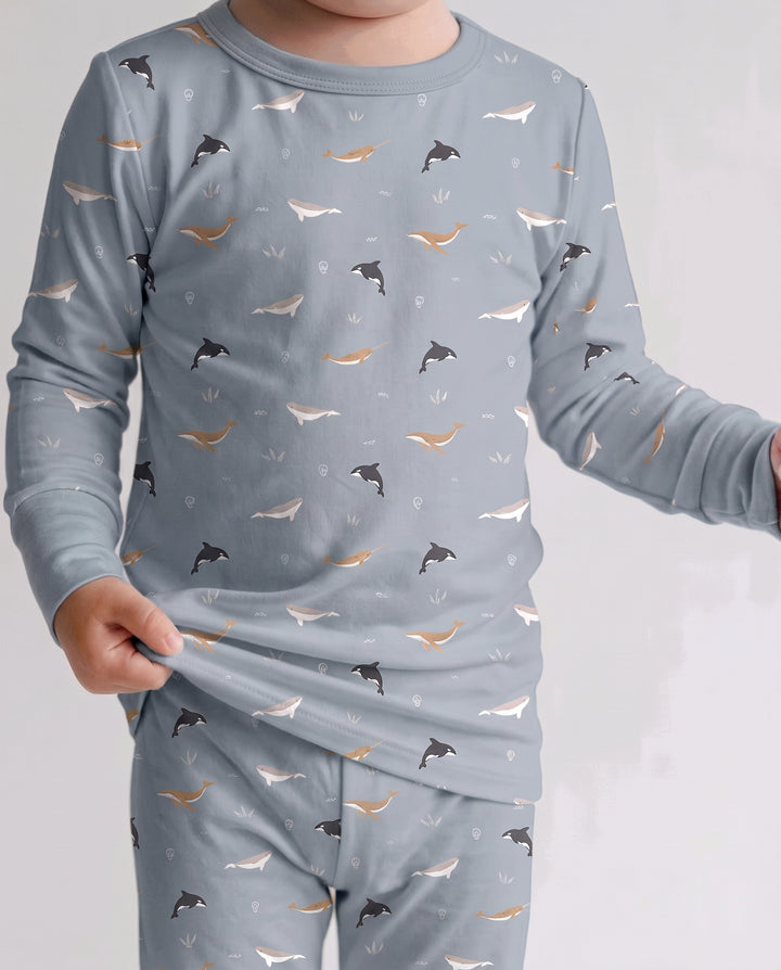 Narwhal Drift Bamboo Two Piece Long Sleeve Pajama Set