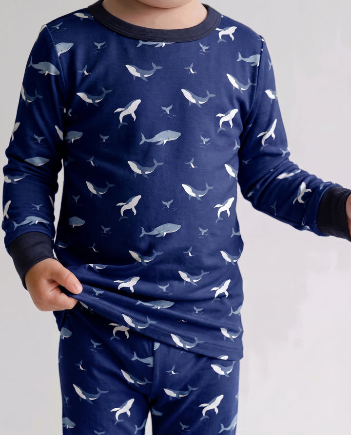 Tiny Whale Tide Bamboo Two Piece Long Sleeve Pajama Set