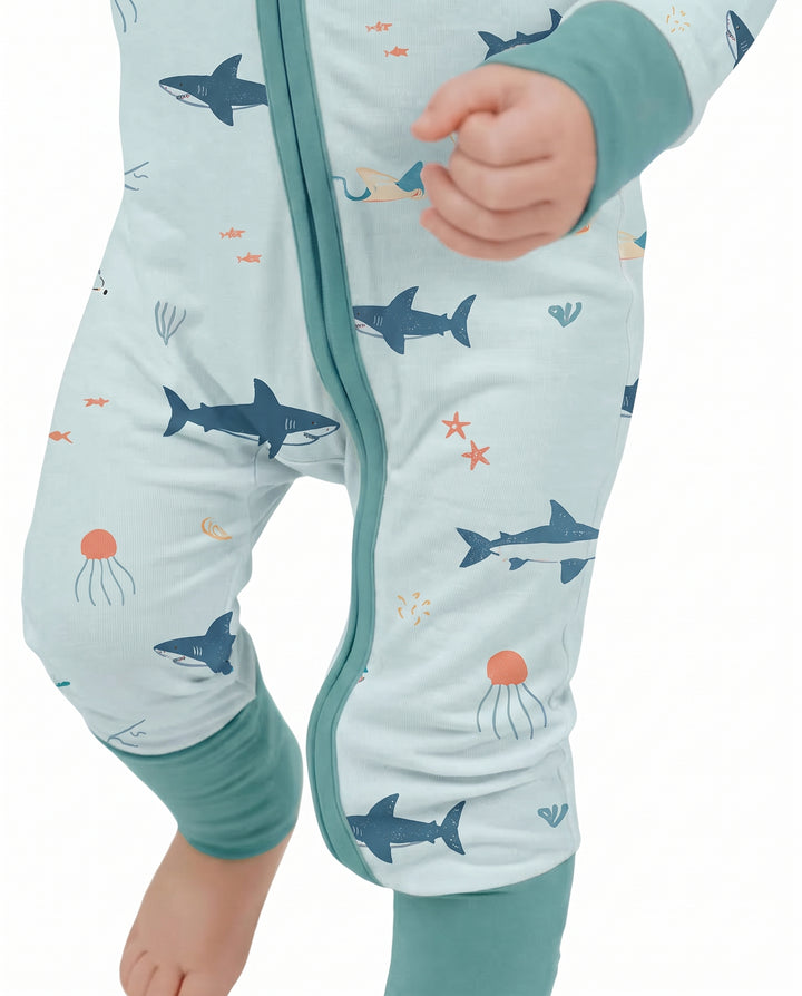 Little Ocean Swimmers Bamboo Convertible Zipper Romper