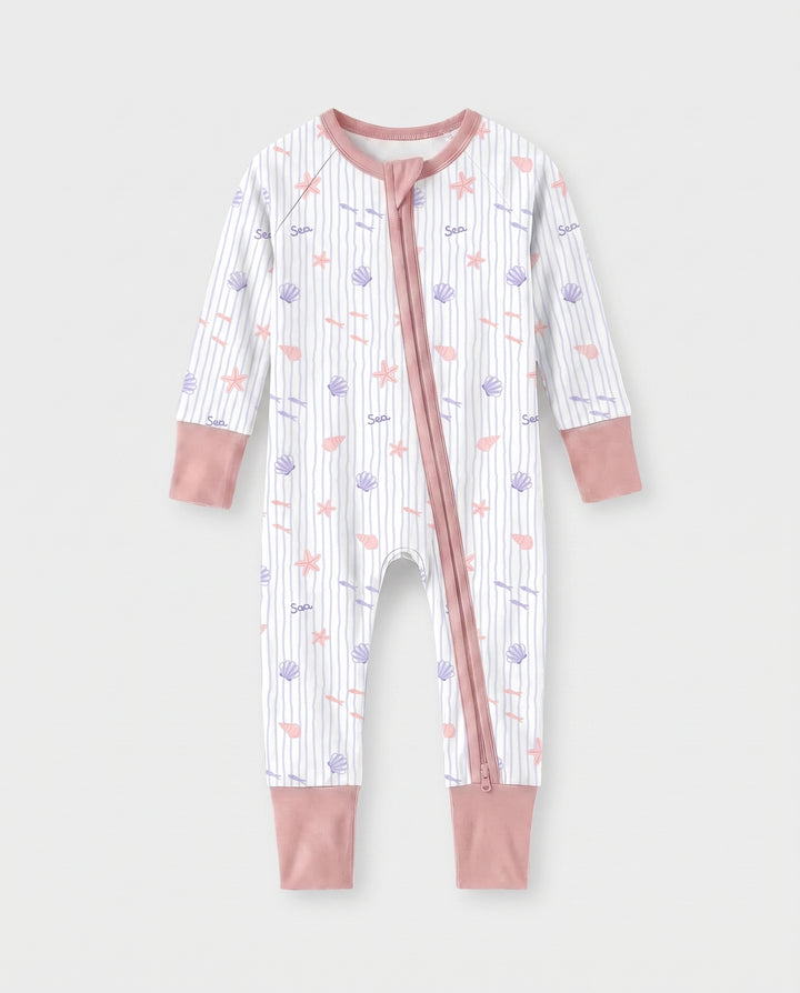 Blush Sea Garden Bamboo Convertible Zipper Romper