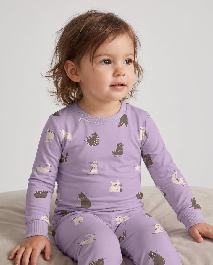 Cozy Cat Toss Bamboo Two Piece Long Sleeve Pajama Set