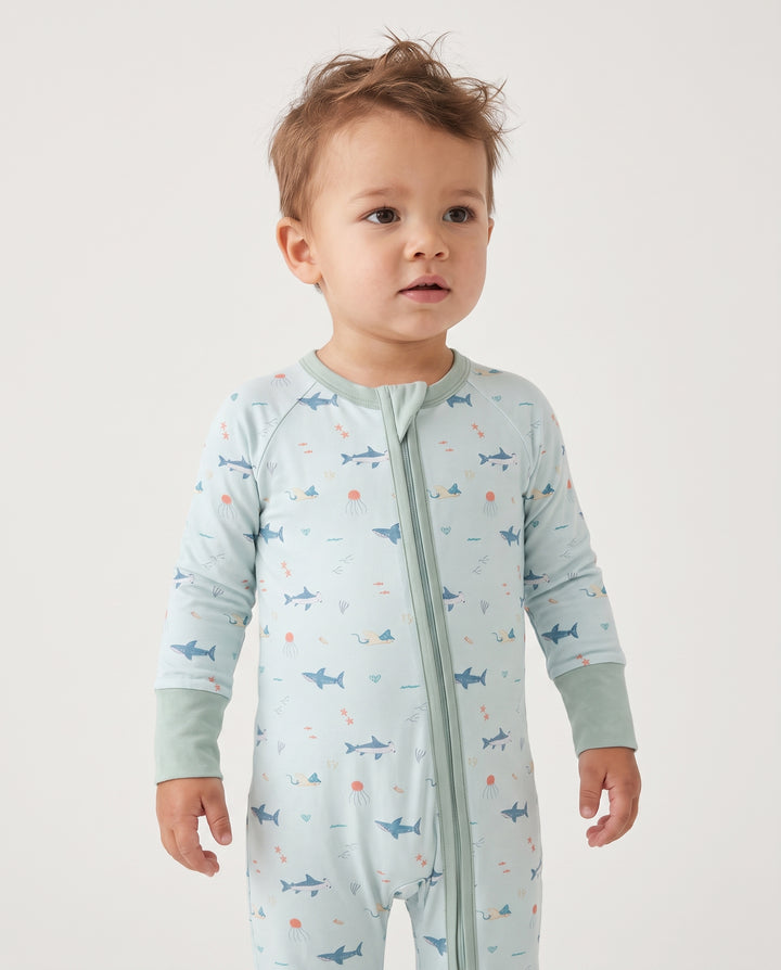 Little Ocean Swimmers Bamboo Convertible Zipper Romper