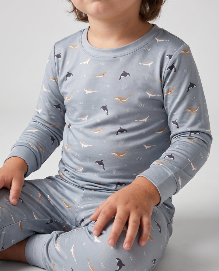 Narwhal Drift Bamboo Two Piece Long Sleeve Pajama Set