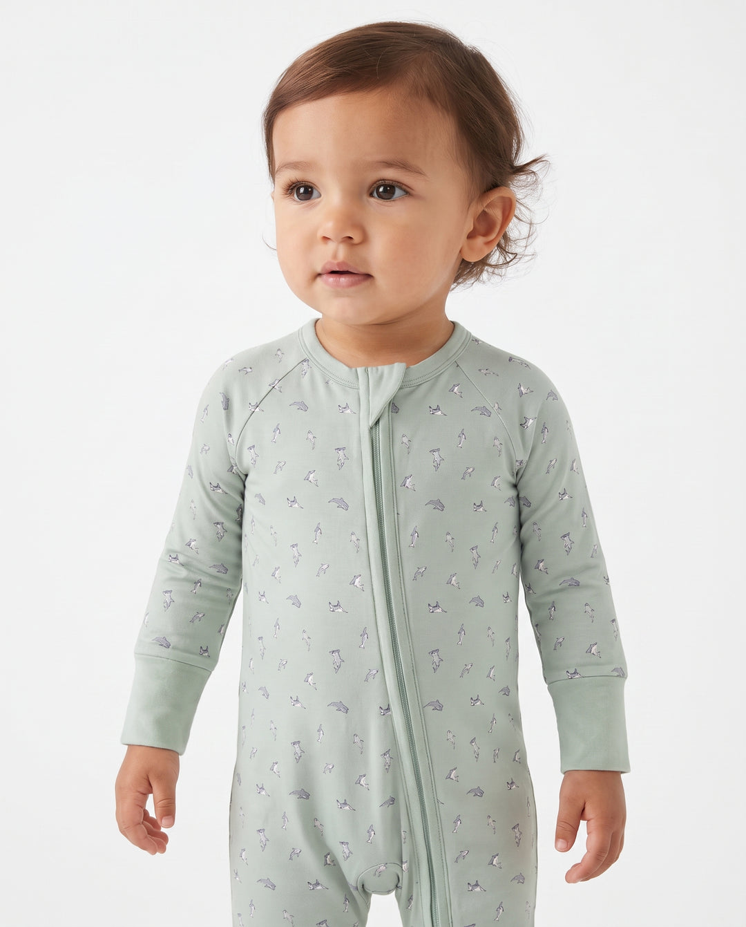 Seafoam Dolphin Dance Bamboo Convertible Zipper Romper – Zumbamboo