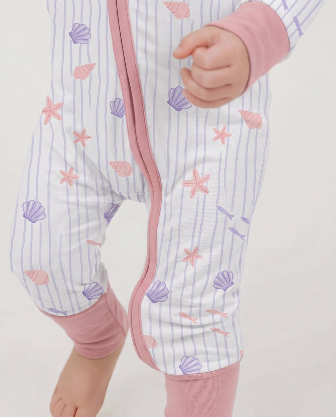 Blush Sea Garden Bamboo Convertible Zipper Romper