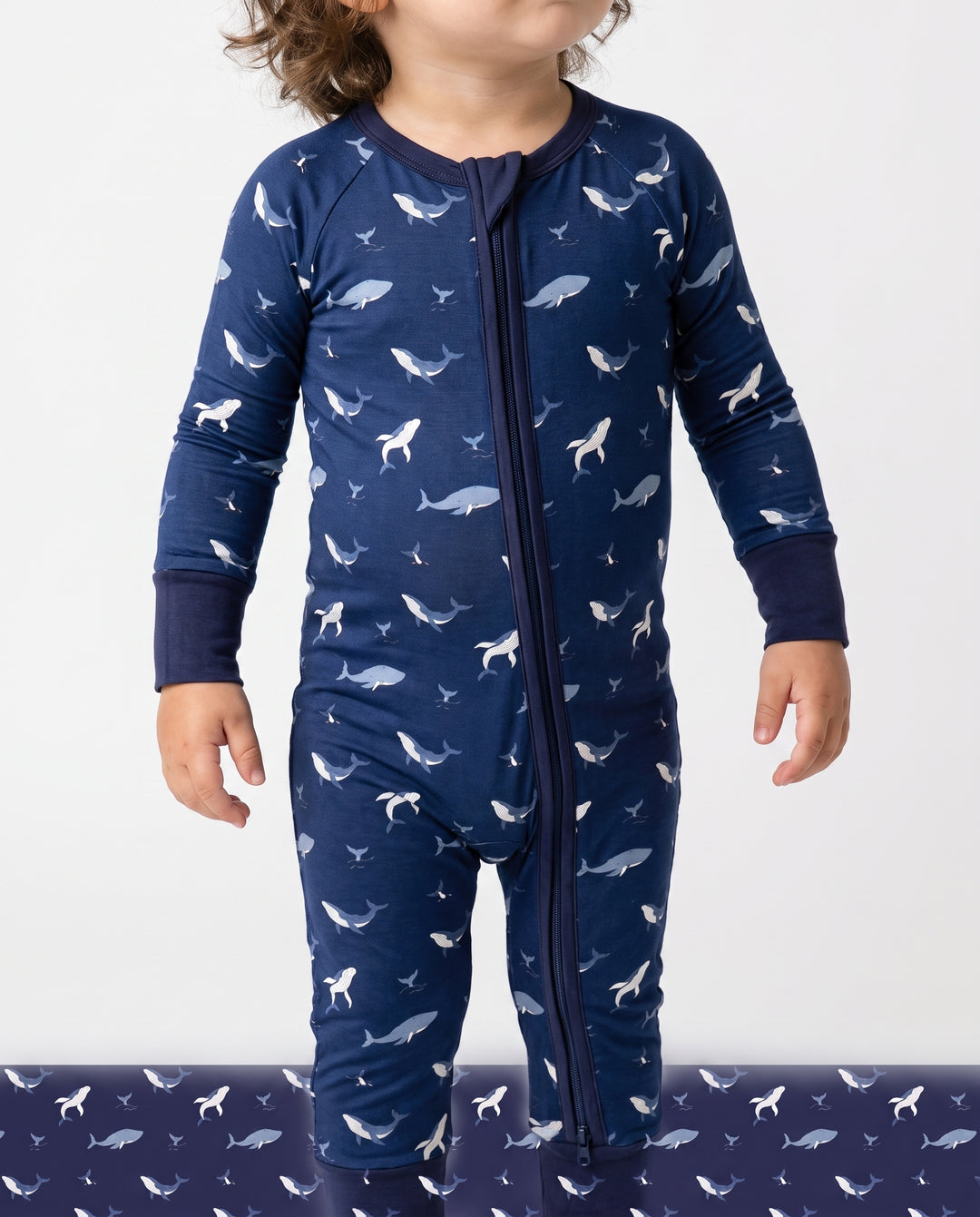 Tiny Whale Tide Bamboo Convertible Zipper Romper