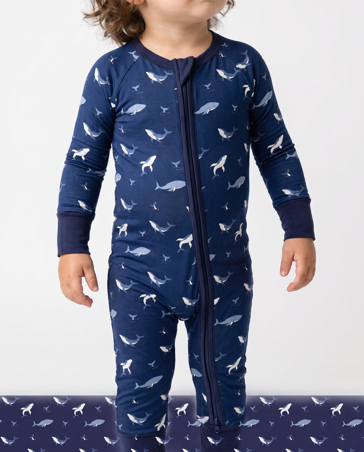 Tiny Whale Tide Bamboo Convertible Zipper Romper